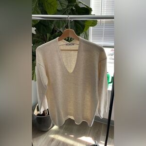 Mango Women's V-Neck Cream Sweater